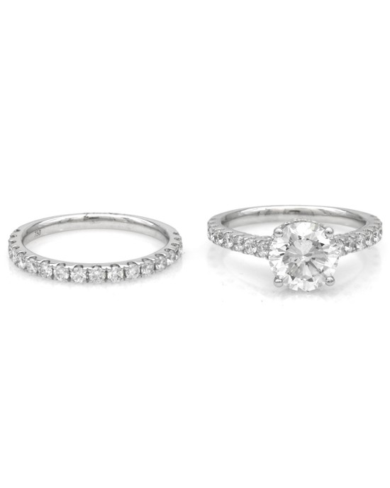 GIA Certified Round Brilliant Cut Diamond Solitaire Engagment Ring Set in 18KW